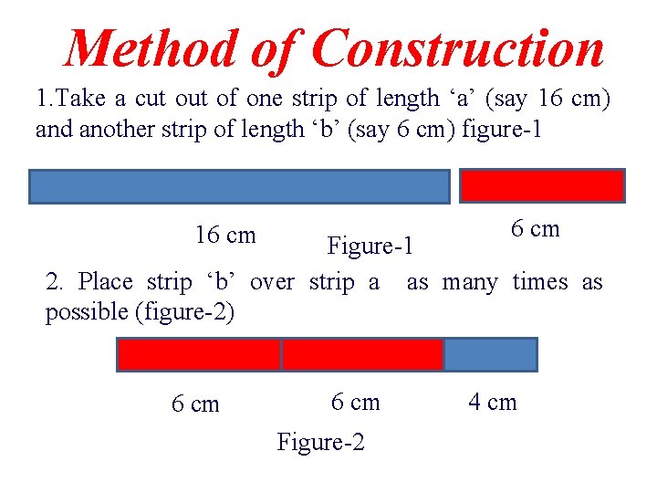 Method of Construction 1. Take a cut of one strip of length ‘a’ (say
