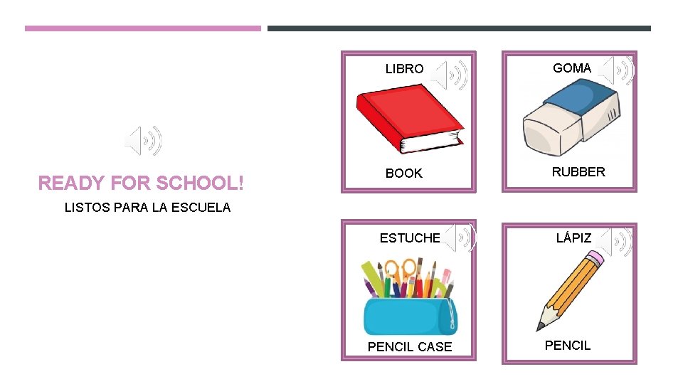 READY FOR SCHOOL! LIBRO GOMA BOOK RUBBER LISTOS PARA LA ESCUELA ESTUCHE PENCIL CASE