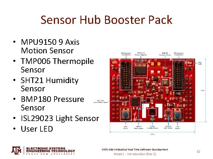 Sensor Hub Booster Pack • MPU 9150 9 Axis Motion Sensor • TMP 006