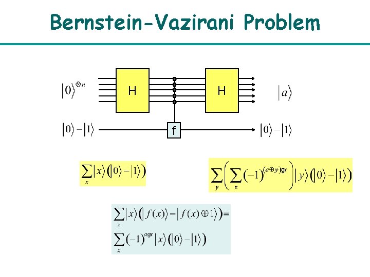 Bernstein-Vazirani Problem H H f 