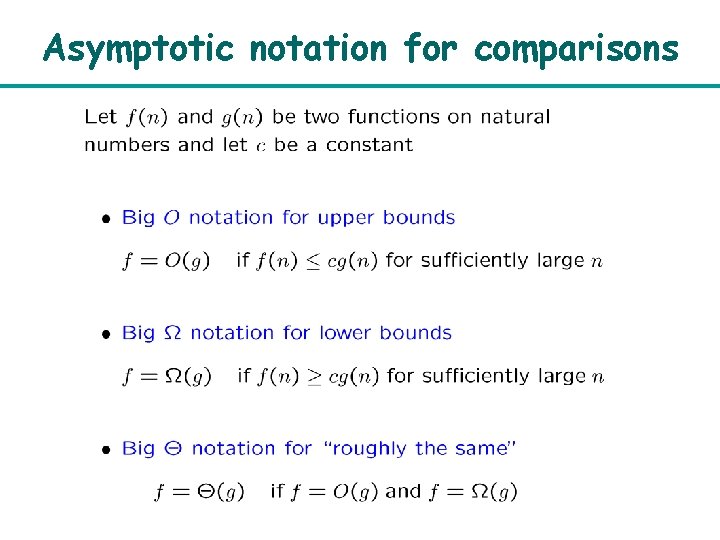 Asymptotic notation for comparisons 