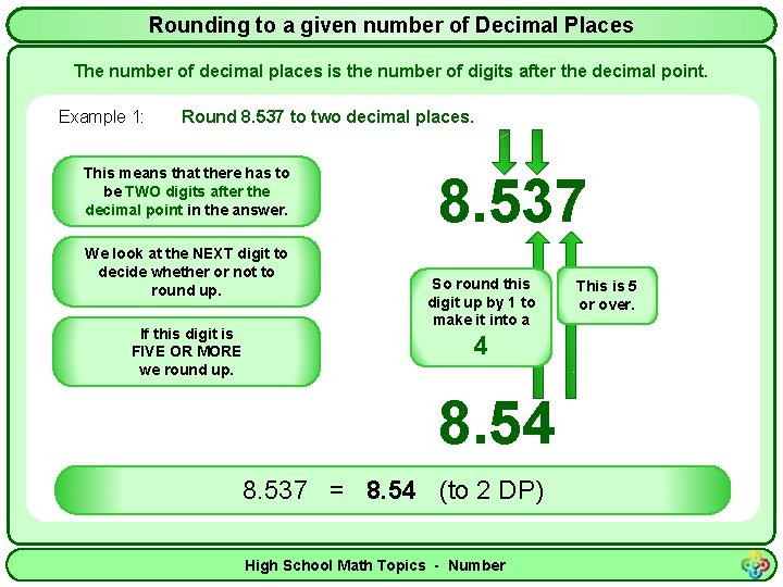 Rounding to a given number of Decimal Places The number of decimal places is