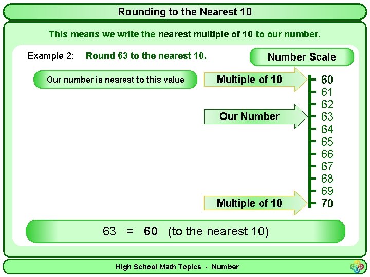 Rounding to the Nearest 10 This means we write the nearest multiple of 10