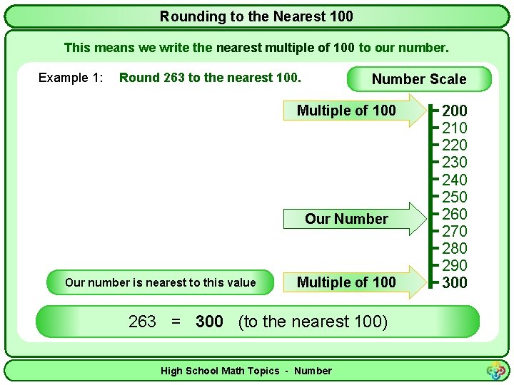 Rounding to the Nearest 100 This means we write the nearest multiple of 100