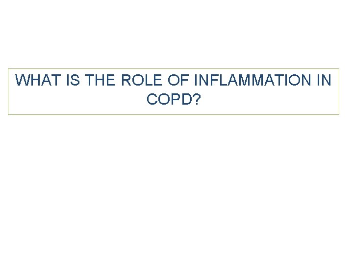 WHAT IS THE ROLE OF INFLAMMATION IN COPD? 