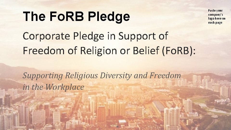 The Fo. RB Pledge Corporate Pledge in Support of Freedom of Religion or Belief