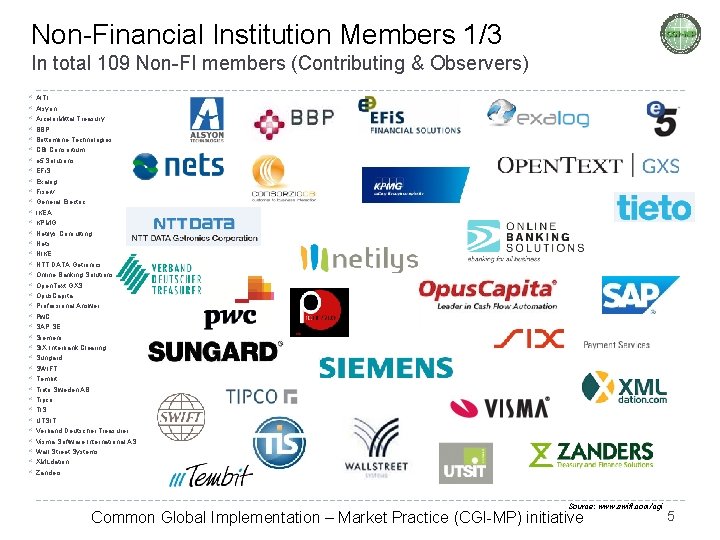 Non-Financial Institution Members 1/3 In total 109 Non-FI members (Contributing & Observers) AITI Alsyon