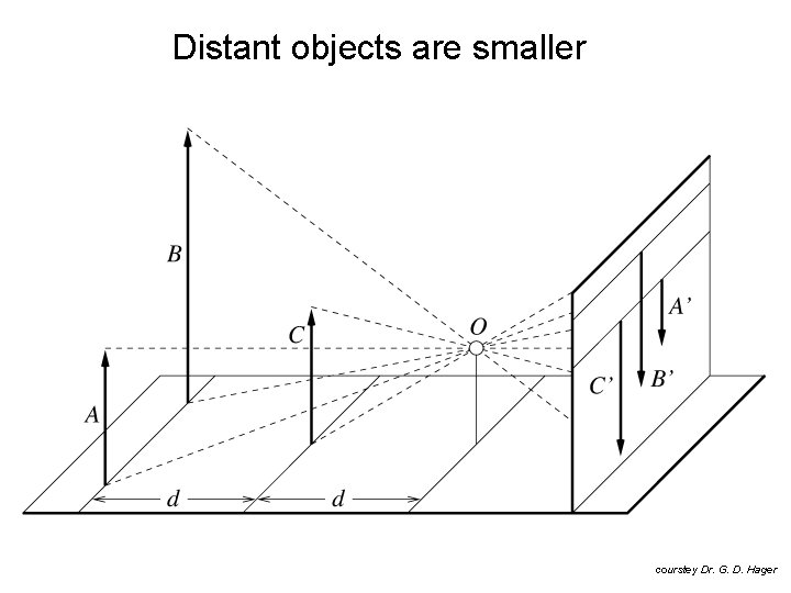 Distant objects are smaller courstey Dr. G. D. Hager 