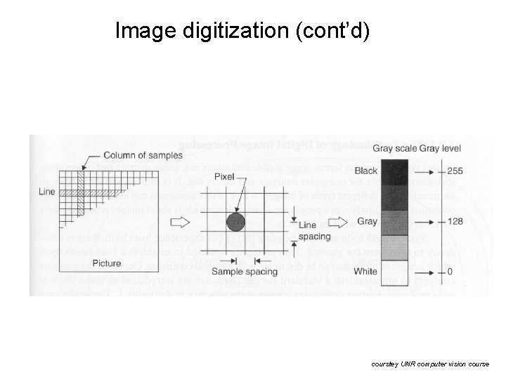 Image digitization (cont’d) courstey UNR computer vision course 