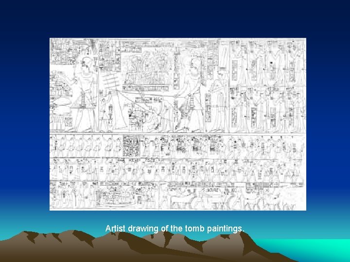 Artist drawing of the tomb paintings. 