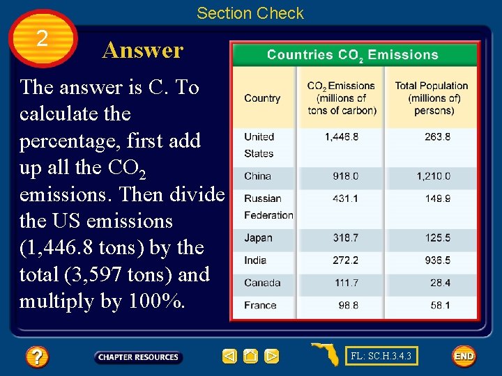Section Check 2 Answer The answer is C. To calculate the percentage, first add