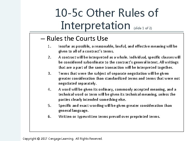 10 -5 c Other Rules of Interpretation (slide 1 of 2) – Rules the