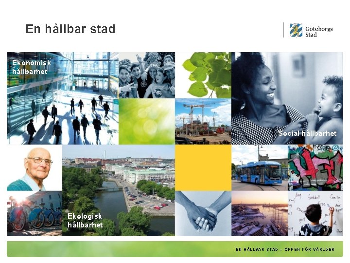 En hållbar stad Ekonomisk hållbarhet Social hållbarhet Ekologisk hållbarhet EN HÅLLBAR STAD – ÖPPEN