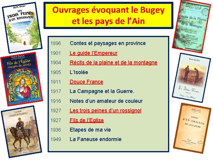 Ouvrages évoquant le Bugey et les pays de l’Ain 1896 Contes et paysages en