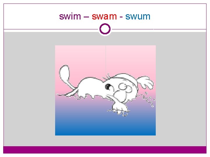 swim – swam - swum 