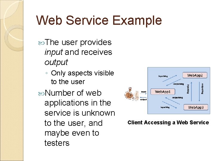 Web Service Example The user provides input and receives output ◦ Only aspects visible