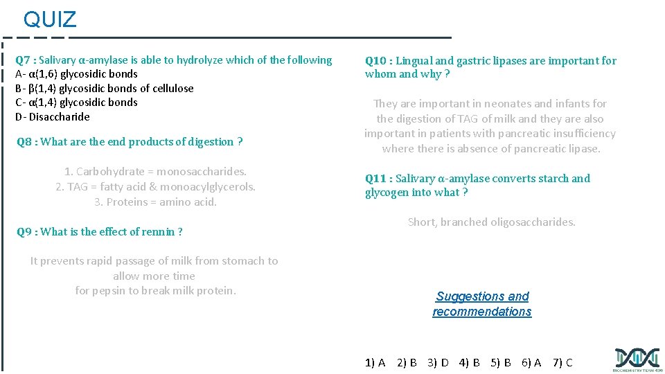 QUIZ Q 7 : Salivary α-amylase is able to hydrolyze which of the following