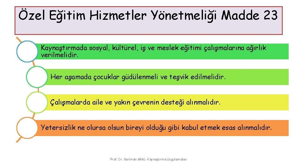 Özel Eğitim Hizmetler Yönetmeliği Madde 23 Kaynaştırmada sosyal, kültürel, iş ve meslek eğitimi çalışmalarına