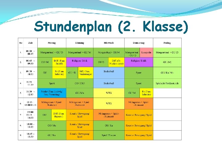 Stundenplan (2. Klasse) 