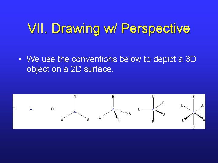 VII. Drawing w/ Perspective • We use the conventions below to depict a 3