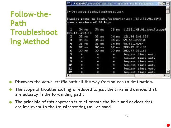 Follow-the. Path Troubleshoot ing Method Discovers the actual traffic path all the way from