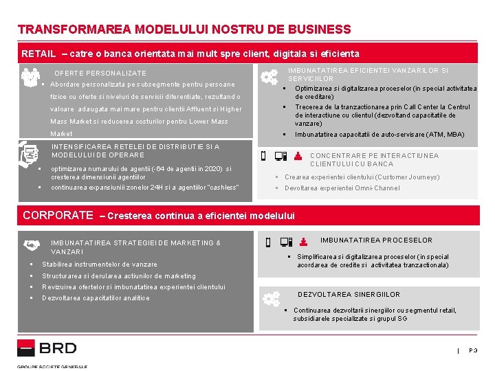 TRANSFORMAREA MODELULUI NOSTRU DE BUSINESS RETAIL – catre o banca orientata mai mult spre