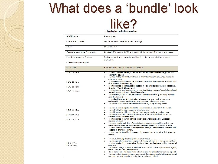 What does a ‘bundle’ look like? 