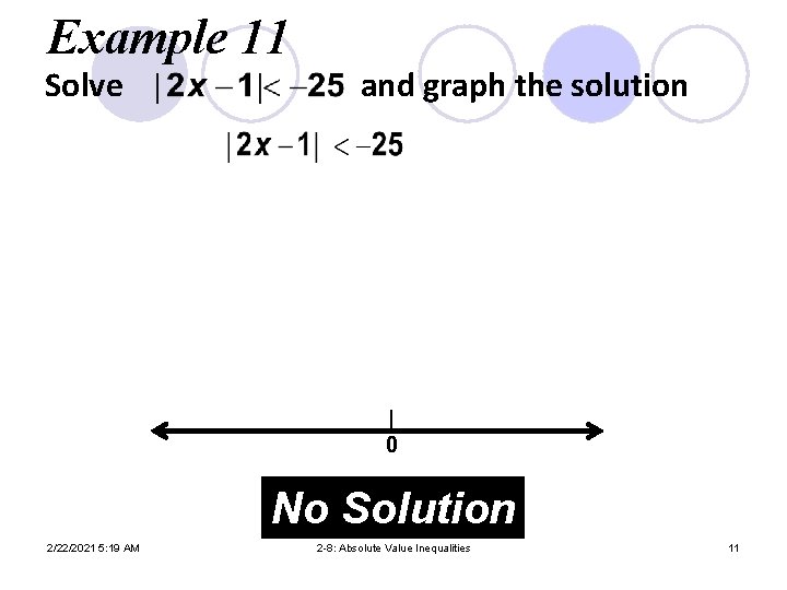 Example 11 Solve and graph the solution | 0 No Solution 2/22/2021 5: 19