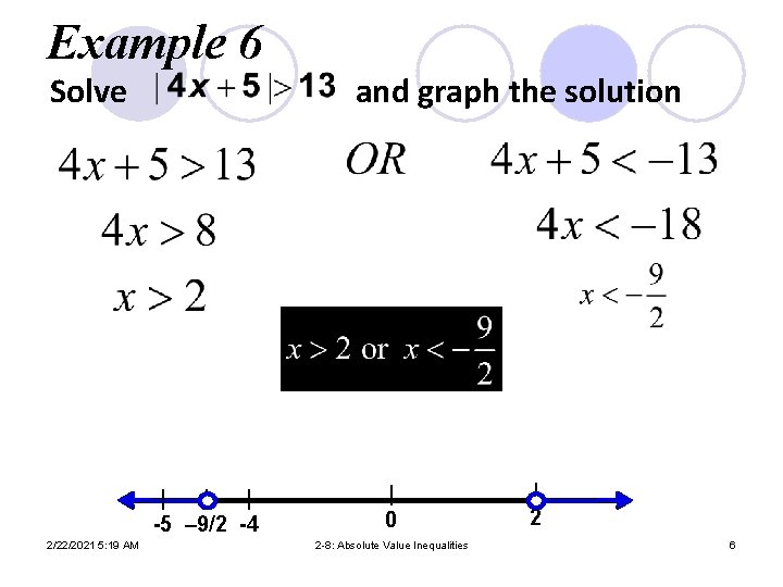 Example 6 Solve | | | -5 – 9/2 -4 2/22/2021 5: 19 AM