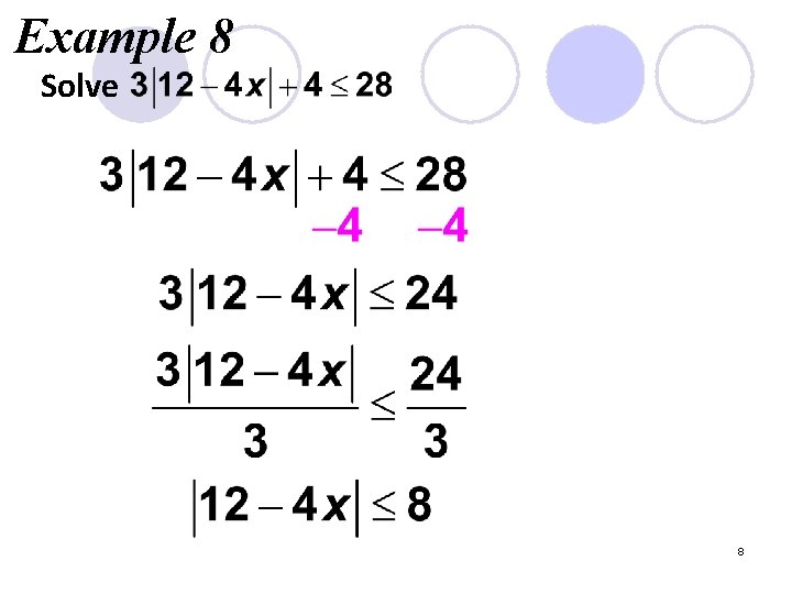 Example 8 Solve 8 