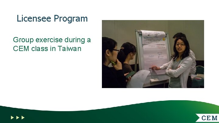 Licensee Program Group exercise during a CEM class in Taiwan 