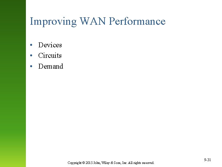 Improving WAN Performance • Devices • Circuits • Demand Copyright © 2015 John, Wiley