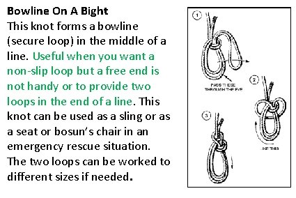 Bowline On A Bight This knot forms a bowline (secure loop) in the middle