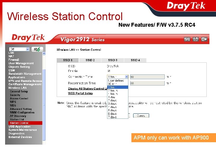 Wireless Station Control New Features/ F/W v 3. 7. 5 RC 4 APM only