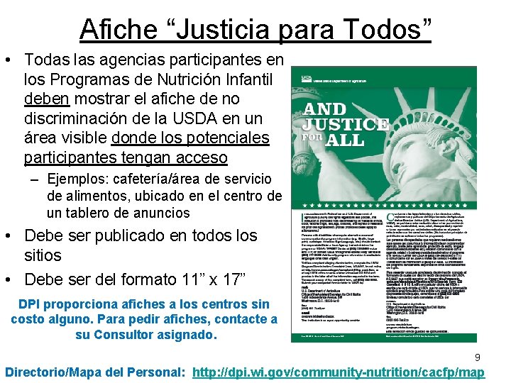 Afiche “Justicia para Todos” • Todas las agencias participantes en los Programas de Nutrición