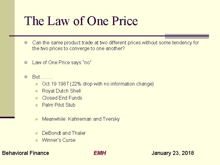 The Law of One Price n Can the same product trade at two different