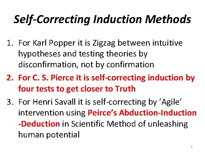 Self-Correcting Induction Methods 1. For Karl Popper it is Zigzag between intuitive hypotheses and