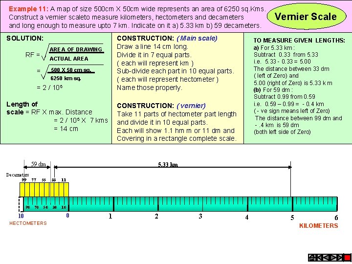Example 11: A map of size 500 cm X 50 cm wide represents an