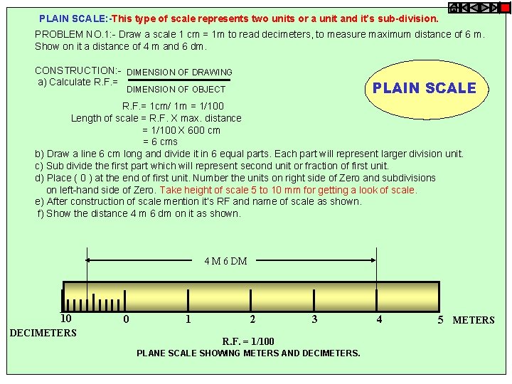 PLAIN SCALE: -This type of scale represents two units or a unit and it’s