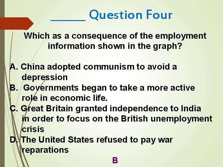 ______ Question Four Which as a consequence of the employment information shown in the