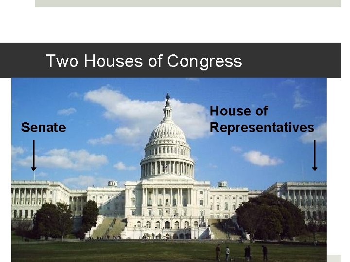 Two Houses of Congress Senate House of Representatives 