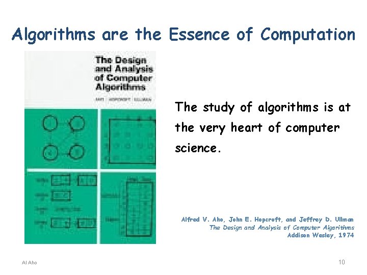 Algorithms are the Essence of Computation The study of algorithms is at the very