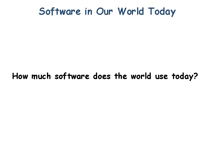 Software in Our World Today How much software does the world use today? 