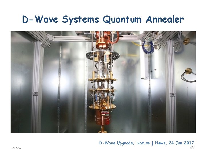 D-Wave Systems Quantum Annealer D-Wave Upgrade, Nature | News, 24 Jan 2017 Al Aho