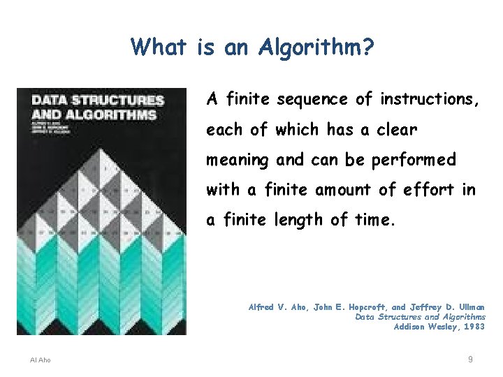 What is an Algorithm? A finite sequence of instructions, each of which has a