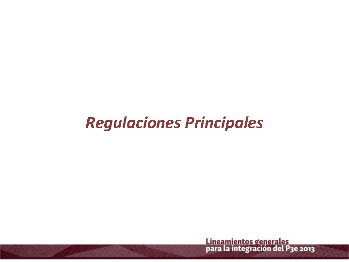 Regulaciones Principales 