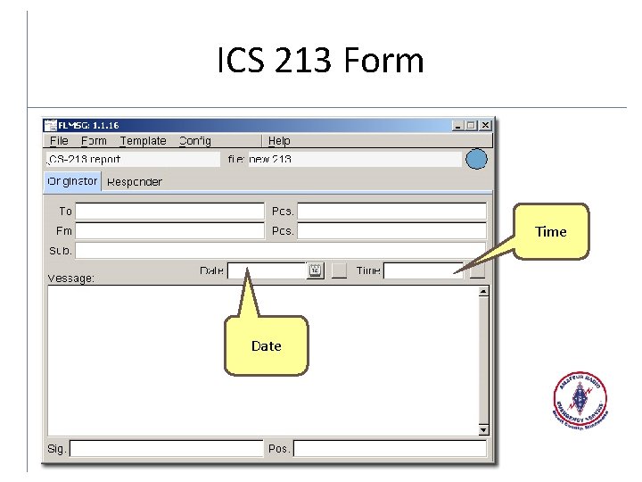 ICS 213 Form Time Date 