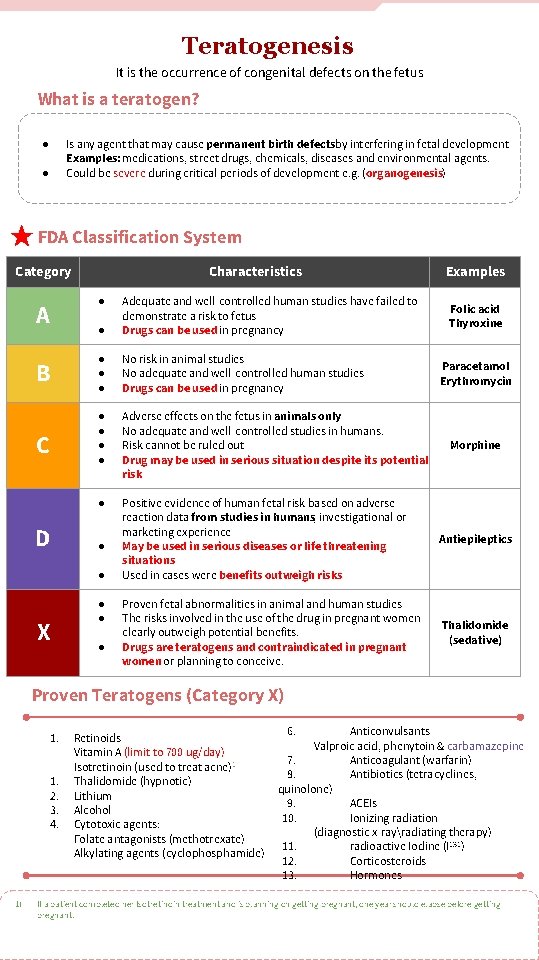 Teratogenesis It is the occurrence of congenital defects on the fetus What is a