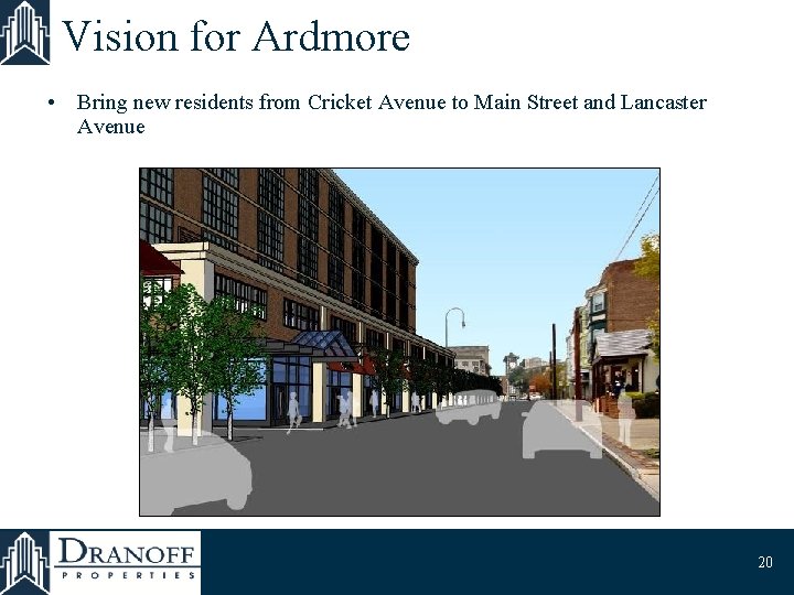 Vision for Ardmore • Bring new residents from Cricket Avenue to Main Street and