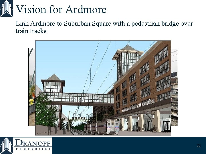 Vision for Ardmore Link Ardmore to Suburban Square with a pedestrian bridge over train